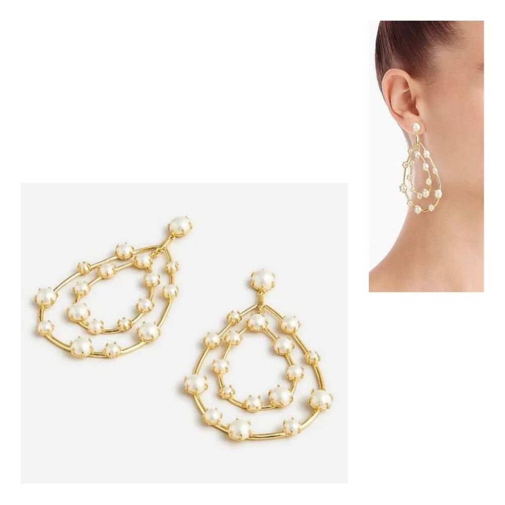 🎀 J. CREW Oversized Pearl Teardrop Dangle Earrings
